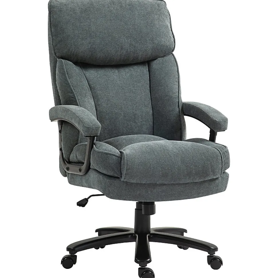 Fauteuil de Bureau Ergonomique Grande Taille - Chaise Confortable Renforcée 200 kg en Tissu Doux, Gris, 68,5x79x125 cm