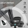 Fauteuil de Bureau Ergonomique - Chaise de Bureau Massante Chauffante avec Télécommande et Repose-Pieds, Polyester Noir