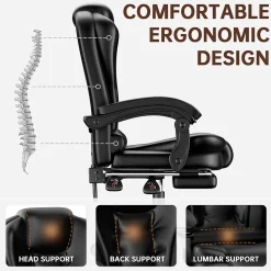 Fauteuil de bureau ergonomique avec repose-pieds