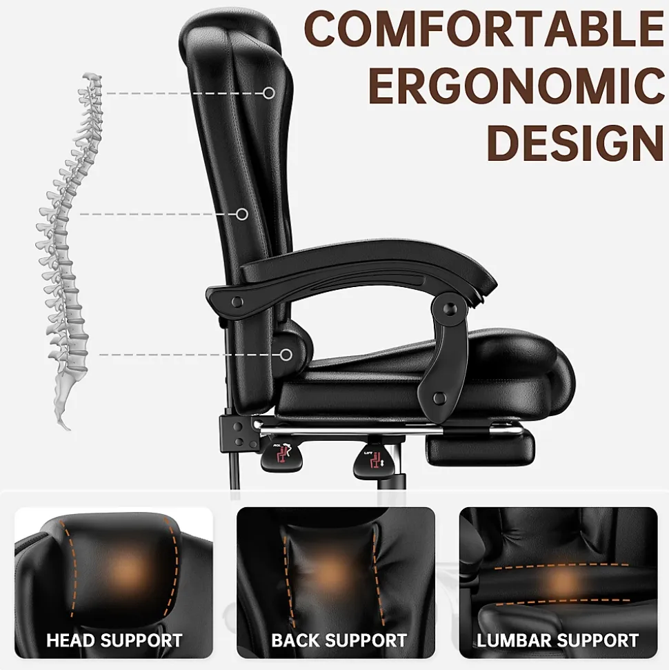 Fauteuil de bureau ergonomique avec repose-pieds