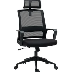Fauteuil de Bureau Ergonomique - Chaise de Bureau Réglable avec Appui-Tête et Accoudoirs, Pivotante, Mesh Respirante, Noir
