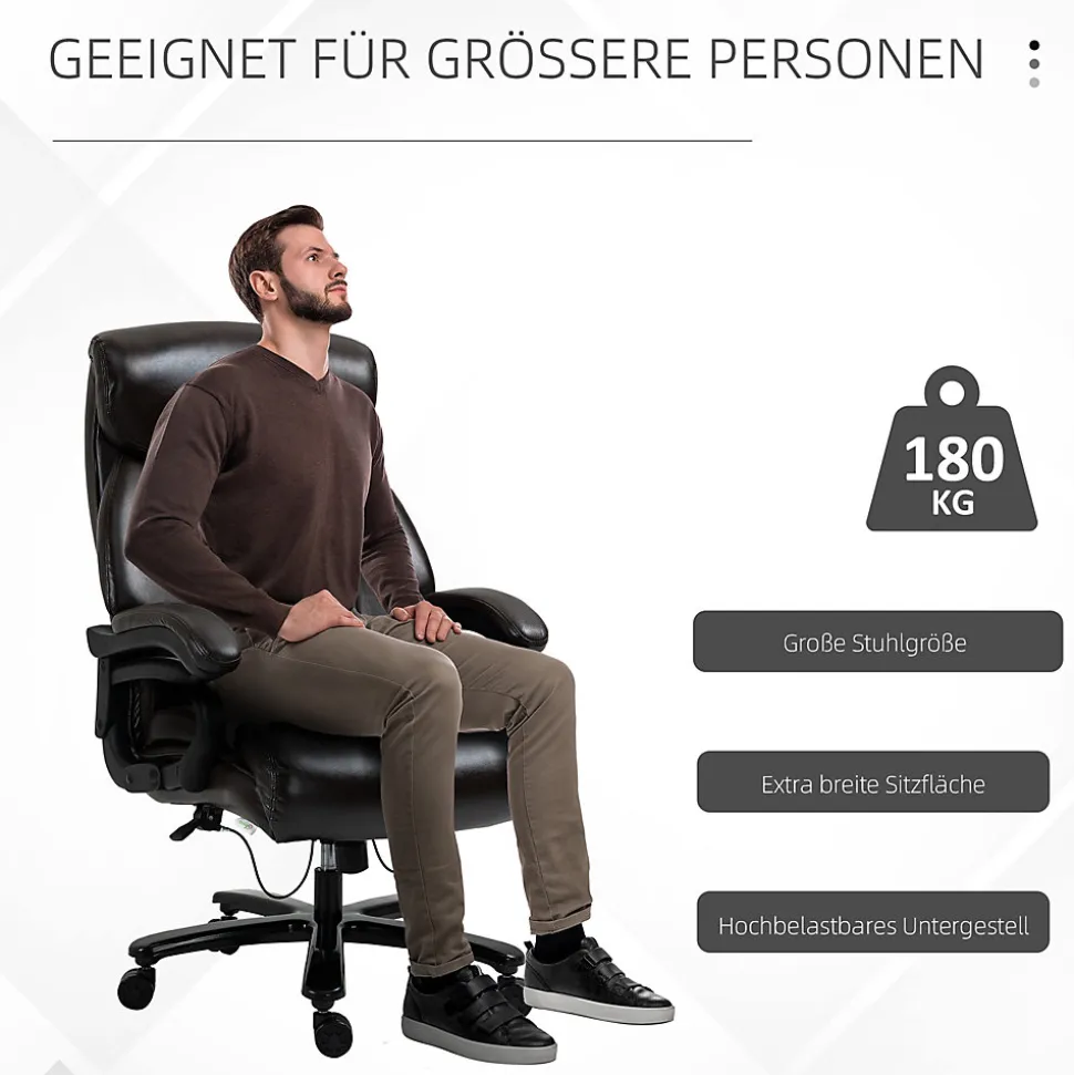Fauteuil de bureau ergonomique - Chaise gamer réglable avec fonction bascule, Fauteuil rembourré confortable, 72x83x122 cm, Marron
