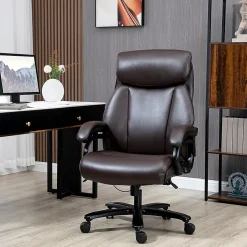 Fauteuil de bureau ergonomique - Chaise gamer réglable avec fonction bascule, Fauteuil rembourré confortable, 72x83x122 cm, Marron