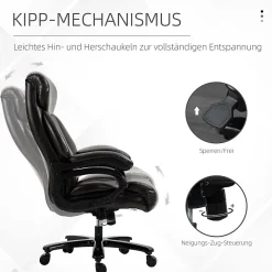Fauteuil de bureau ergonomique - Chaise gamer réglable avec fonction bascule, Fauteuil rembourré confortable, 72x83x122 cm, Marron