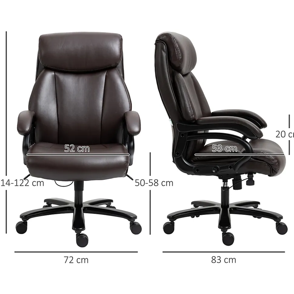 Fauteuil de bureau ergonomique - Chaise gamer réglable avec fonction bascule, Fauteuil rembourré confortable, 72x83x122 cm, Marron