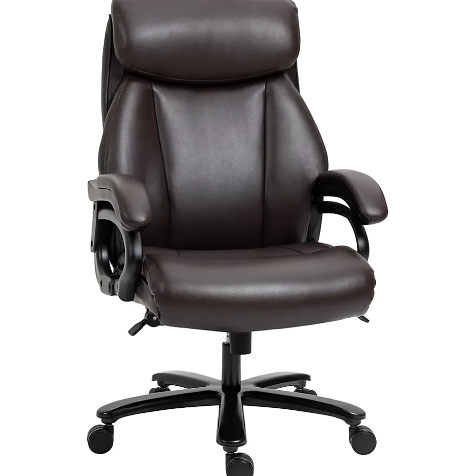Fauteuil de bureau ergonomique - Chaise gamer réglable avec fonction bascule, Fauteuil rembourré confortable, 72x83x122 cm, Marron