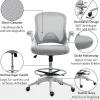 Fauteuil de Bureau Ergonomique - Chaise Pivotante, Accoudoirs Rabattables et Repose-Pieds Ajustable, Maille Respirante, Gris