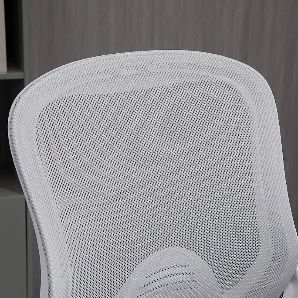 Fauteuil de Bureau Ergonomique - Chaise Pivotante, Accoudoirs Rabattables et Repose-Pieds Ajustable, Maille Respirante, Gris