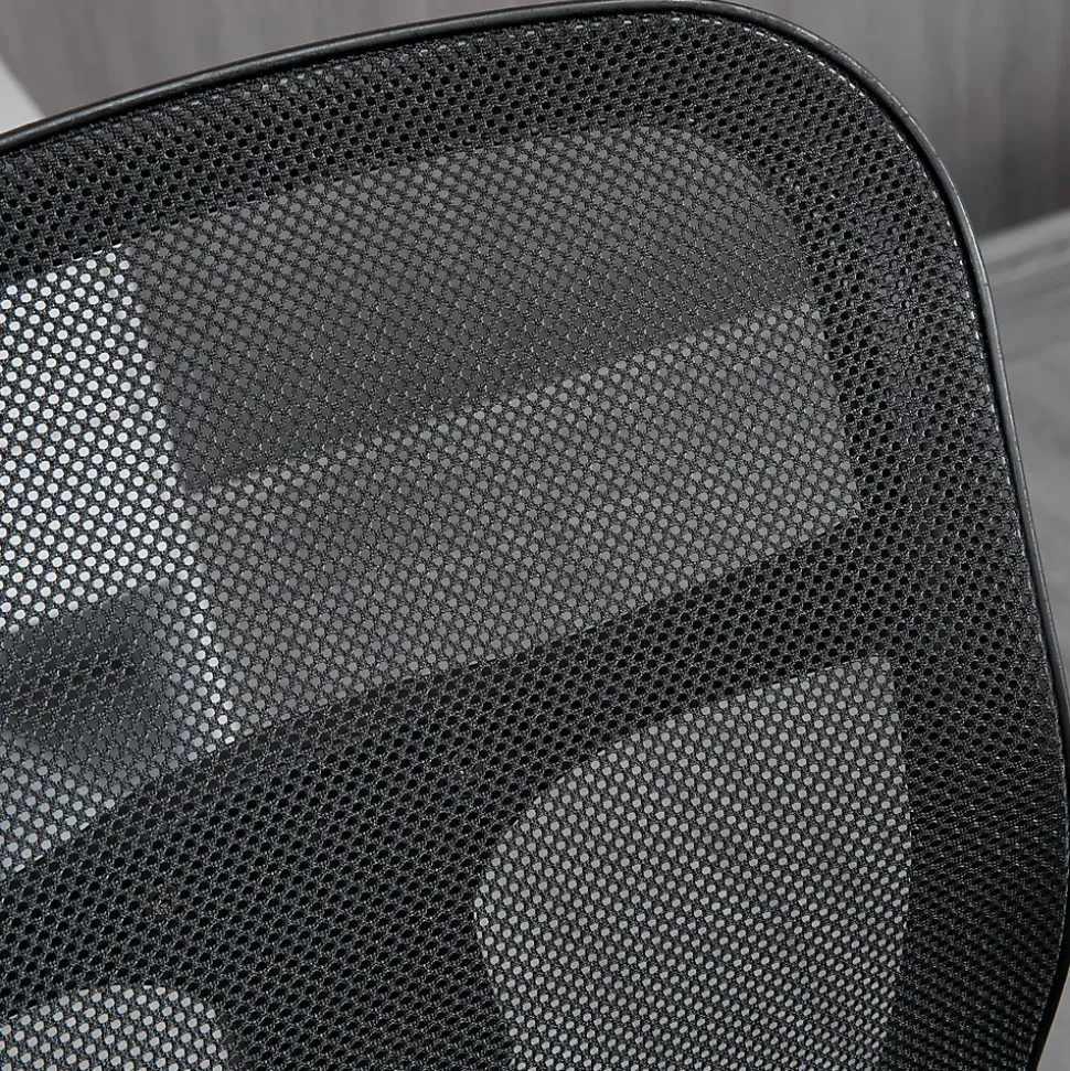 Fauteuil de bureau ergonomique type, réglable, avec accoudoirs et repose-pieds, tissu mesh noir, pour bureau ou maison