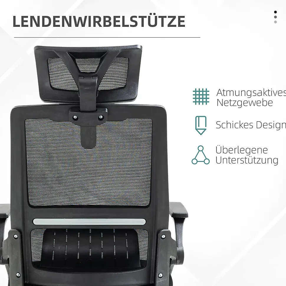 Fauteuil de bureau ergonomique - Chaise de bureau pivotante avec dossier inclinable, professionnel pour ordinateur, Mesh, Noir