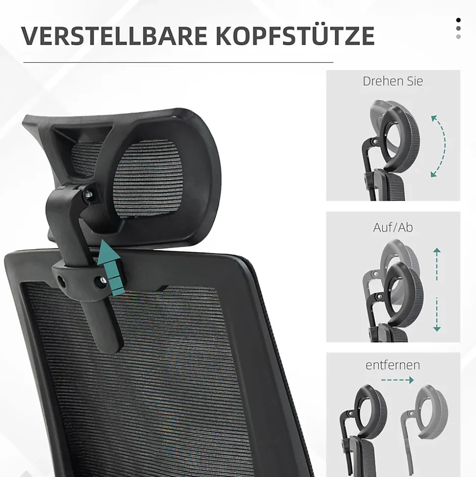 Fauteuil de bureau ergonomique - Chaise de bureau pivotante avec dossier inclinable, professionnel pour ordinateur, Mesh, Noir