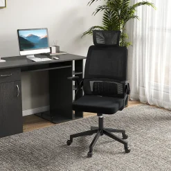 Fauteuil de bureau ergonomique - Chaise de bureau pivotante avec dossier inclinable, professionnel pour ordinateur, Mesh, Noir