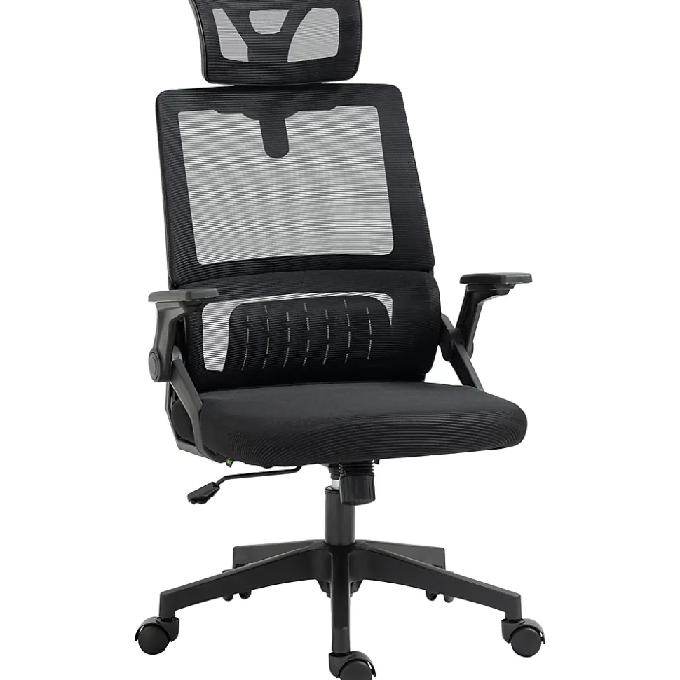 Fauteuil de bureau ergonomique - Chaise de bureau pivotante avec dossier inclinable, professionnel pour ordinateur, Mesh, Noir