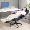 Fauteuil de Bureau Ergonomique avec Massage Vibrant, Repose-Pieds Réglable - PU Bleu, 67x67x121 cm