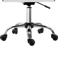 Fauteuil de Bureau Ergonomique - Chaise Sans Accoudoirs avec Réglage en Hauteur et Pivotante, PU, Blanc