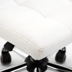 Fauteuil de Bureau Ergonomique - Chaise Sans Accoudoirs avec Réglage en Hauteur et Pivotante, PU, Blanc