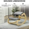 Fauteuil de Bureau Ergonomique - Chaise à Genoux pour Posture Correcte avec Basculante en Bois Gris, 54,5x85x54 cm