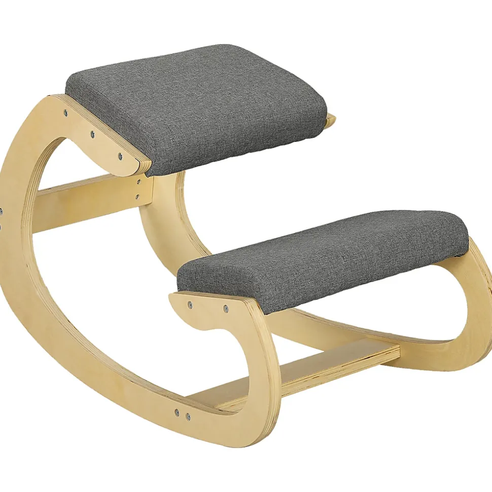 Fauteuil de Bureau Ergonomique - Chaise à Genoux pour Posture Correcte avec Basculante en Bois Gris, 54,5x85x54 cm