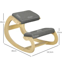 Fauteuil de Bureau Ergonomique - Chaise à Genoux pour Posture Correcte avec Basculante en Bois Gris, 54,5x85x54 cm