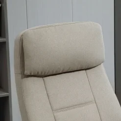 Fauteuil de Bureau Ergonomique - Chaise de Bureau avec Fonction Massage, Dossier Inclinable, Repose-Pieds Intégré, Beige