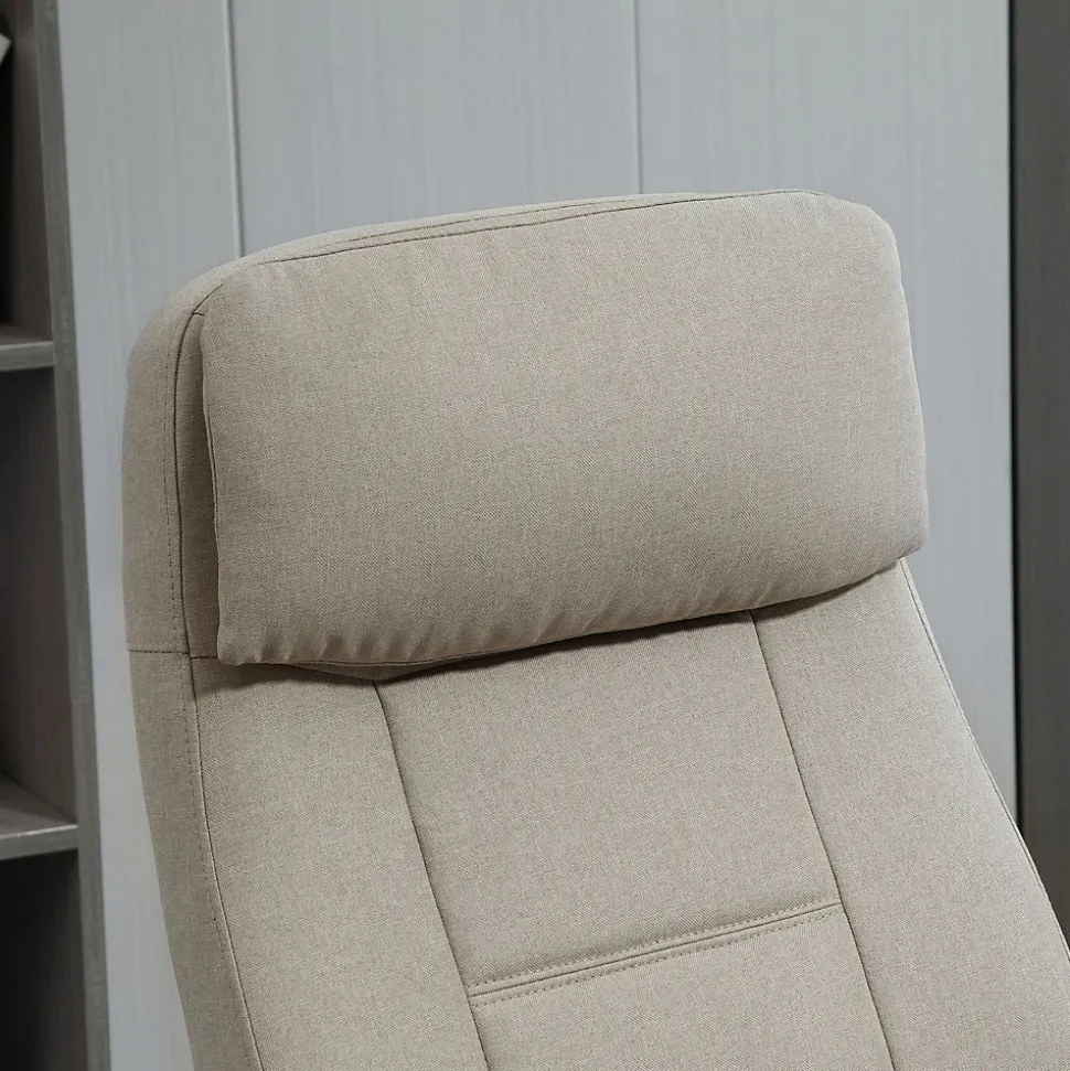 Fauteuil de Bureau Ergonomique - Chaise de Bureau avec Fonction Massage, Dossier Inclinable, Repose-Pieds Intégré, Beige