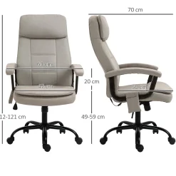 Fauteuil de Bureau Ergonomique - Chaise de Bureau avec Fonction Massage, Dossier Inclinable, Repose-Pieds Intégré, Beige