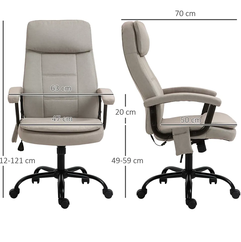 Fauteuil de Bureau Ergonomique - Chaise de Bureau avec Fonction Massage, Dossier Inclinable, Repose-Pieds Intégré, Beige