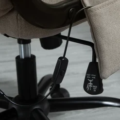 Fauteuil de Bureau Ergonomique - Chaise de Bureau avec Fonction Massage, Dossier Inclinable, Repose-Pieds Intégré, Beige