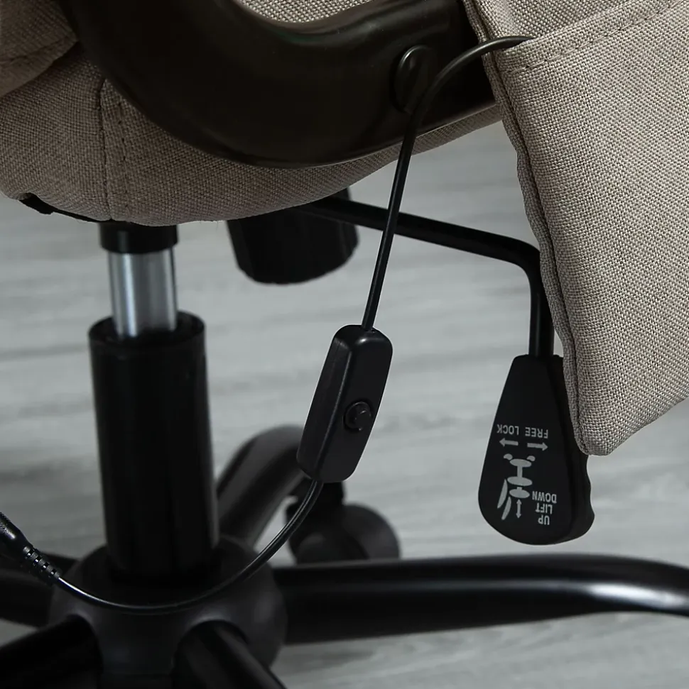 Fauteuil de Bureau Ergonomique - Chaise de Bureau avec Fonction Massage, Dossier Inclinable, Repose-Pieds Intégré, Beige