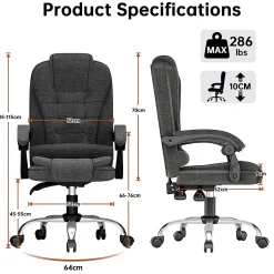 Fauteuil de bureau ergonomique avec dossier haut