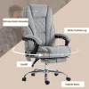 Fauteuil de Bureau Ergonomique - Chaise de Bureau Massant Chauffant avec Repose-Pieds et Télécommande, Polyester Gris 72x67x119 cm