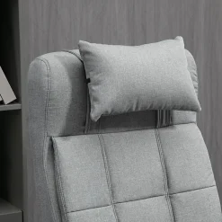 Fauteuil de Bureau Ergonomique avec Appui-Tête et Repose-Pieds - Réglable en Hauteur - Lin, 66x76x120 cm, Gris Clair