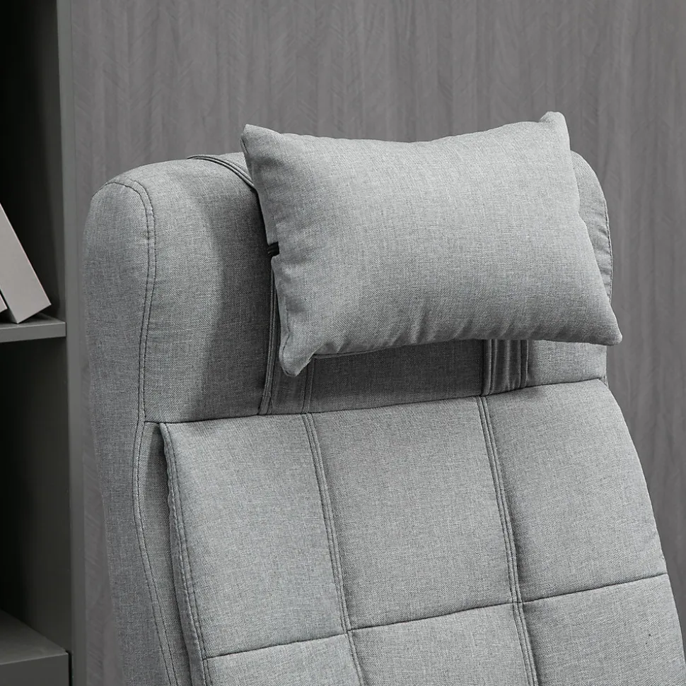 Fauteuil de Bureau Ergonomique avec Appui-Tête et Repose-Pieds - Réglable en Hauteur - Lin, 66x76x120 cm, Gris Clair