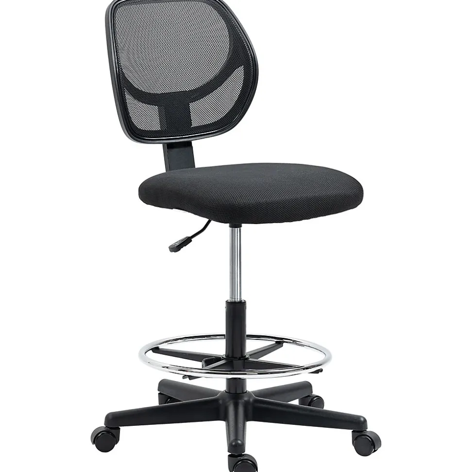Fauteuil de Bureau Ergonomique - Chaise Assis-debout Réglable avec Repose-Pieds Pivotant, Tabouret Haute Stabilité, Noir
