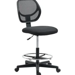 Fauteuil de Bureau Ergonomique - Chaise Assis-debout Réglable avec Repose-Pieds Pivotant, Tabouret Haute Stabilité, Noir