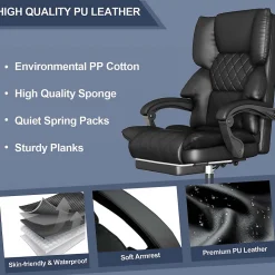 Fauteuil de bureau ergonomique H02-Noir