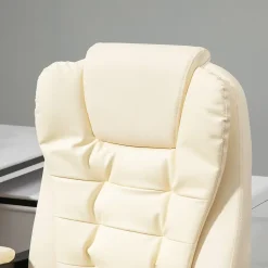 Fauteuil de bureau fauteuil manager grand confort réglable dossier inclinable repose-pied revêtement synthétique crème