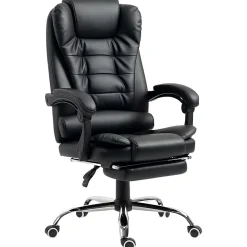 Fauteuil de bureau fauteuil manager grand confort réglable dossier inclinable repose-pied revêtement synthétique noir