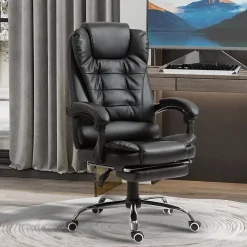 Fauteuil de bureau fauteuil manager grand confort réglable dossier inclinable repose-pied revêtement synthétique noir