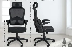 Fauteuil De Bureau Garston En Maille, Chaise De Travail Avec Appui-tête Soutien Lombaire, Hauteur Réglable Pivotant Noir