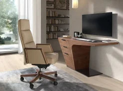 Fauteuil de bureau pivotant en similicuir vison