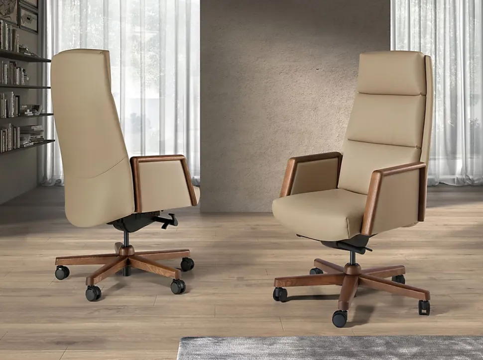Fauteuil de bureau pivotant en similicuir vison