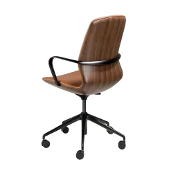 Fauteuil de bureau pivotant en similicuir marron