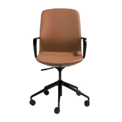 Fauteuil de bureau pivotant en similicuir marron