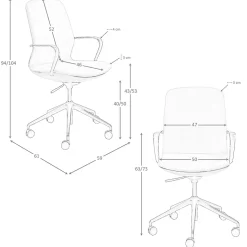 Fauteuil de bureau pivotant en similicuir marron