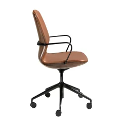Fauteuil de bureau pivotant en similicuir marron