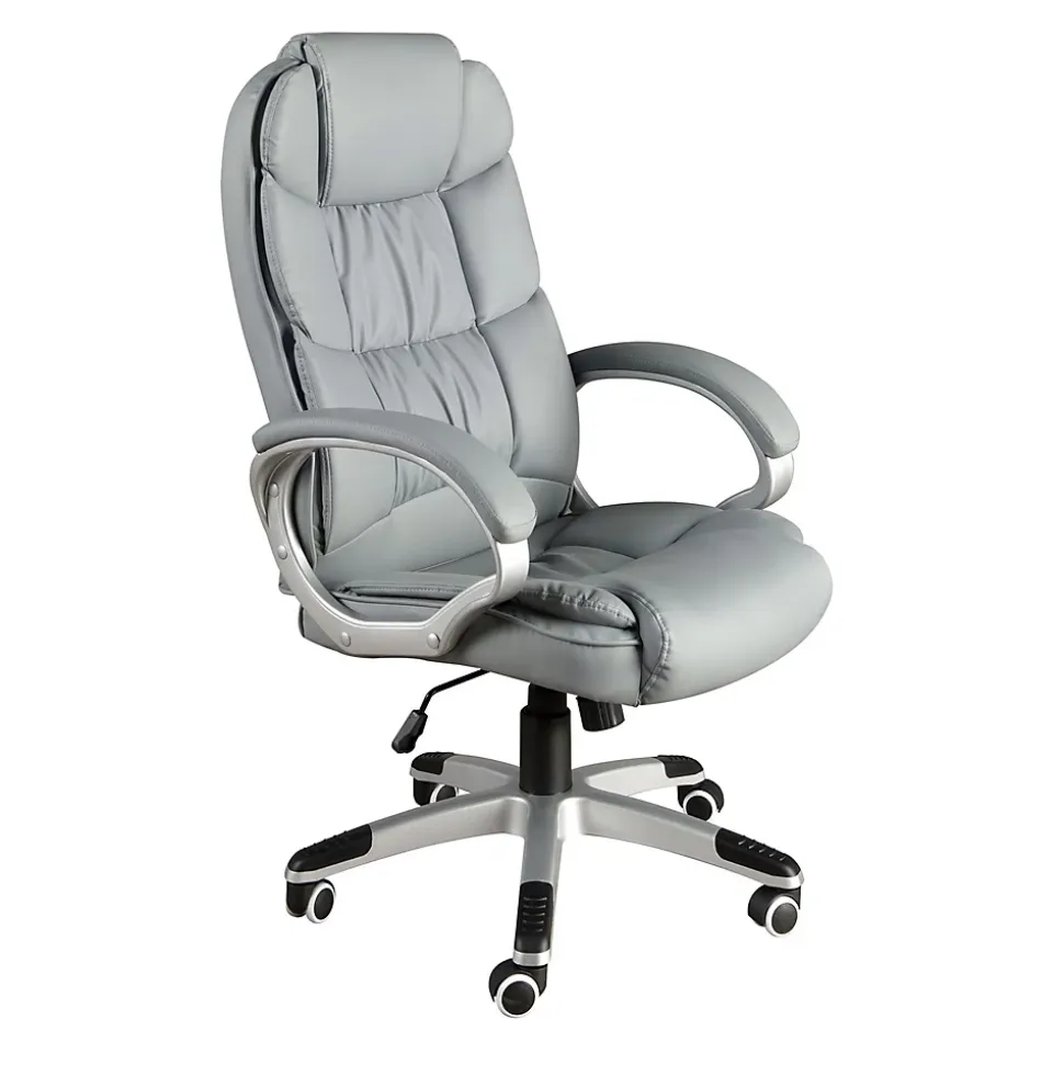 Fauteuil de bureau pivotante en simili-cuir gris