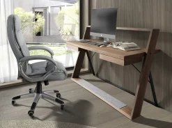 Fauteuil de bureau pivotante en simili-cuir gris