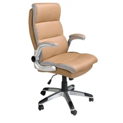 Fauteuil de Bureau Pivotant en Similicuir Marron avec Accoudoirs Confortables