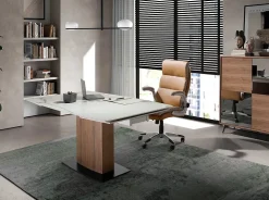Fauteuil de Bureau Pivotant en Similicuir Marron avec Accoudoirs Confortables